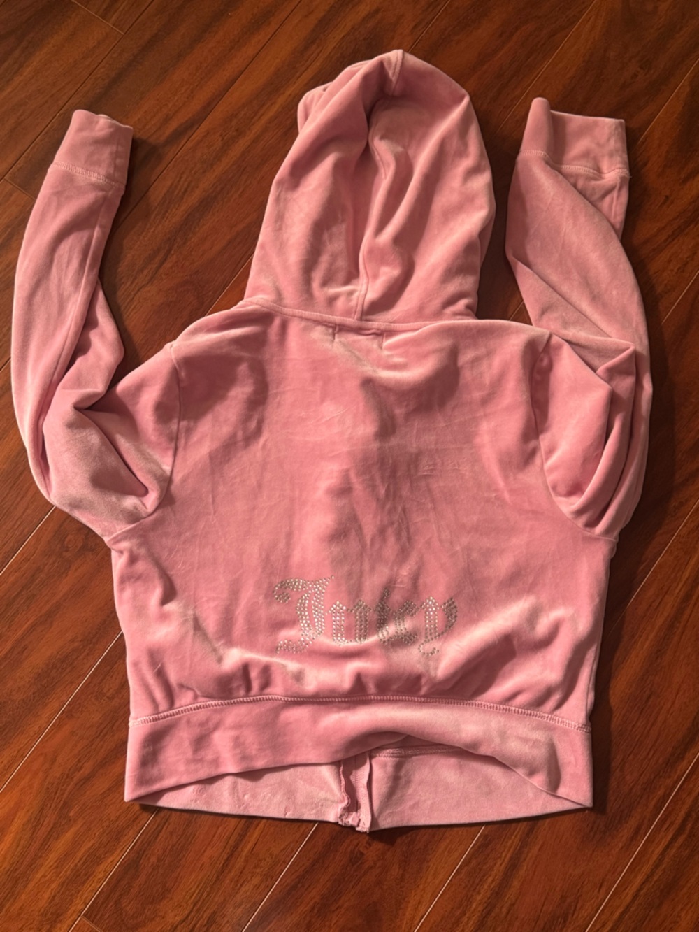Juicy Couture Pink Rhinestone Back Logo Velour Hoodie